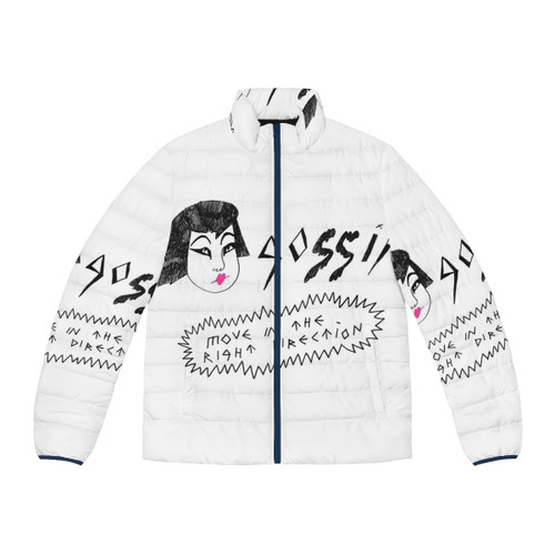 Person wearing a Right Direction Puffer Jacket, a warm and fashionable winter coat