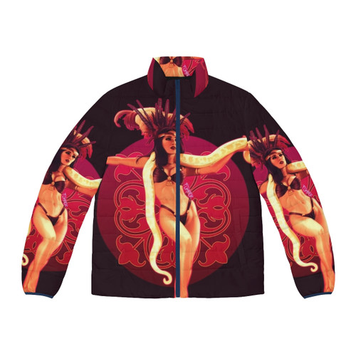 From Dusk Till Dawn movie-inspired puffer jacket featuring vampire and snake design