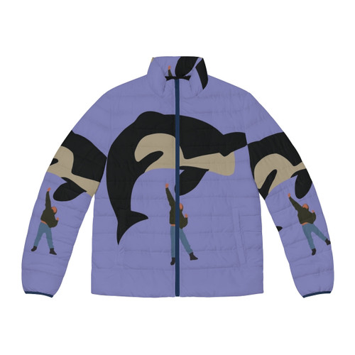 Minimalist Free Willy Orca graphic puffer jacket