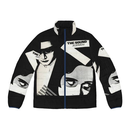 The Sound post punk and new wave inspired puffer jacket with retro black and white icon artwork