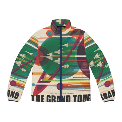 Retro Speedblock Yellow Puffer Jacket featuring a vintage Yamaha-inspired motocross design