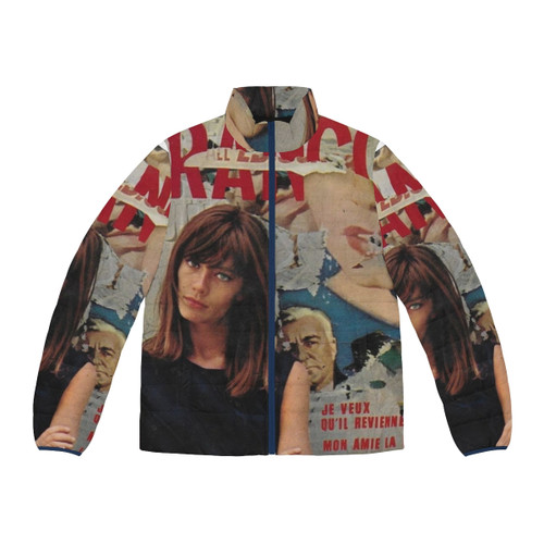 Françoise Hardy inspired puffer jacket in black and yellow