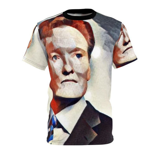 Conan O'Brien inspired graphic t-shirt featuring a bold, colorful paint splatter design