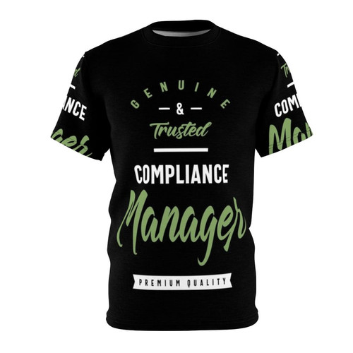 Compliance manager AOP t-shirt featuring a stylish and professional design
