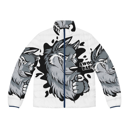 Wolf Eyes Burned Mind Puffer Jacket featuring a dark and gritty design inspired by harsh noise music and horror themes