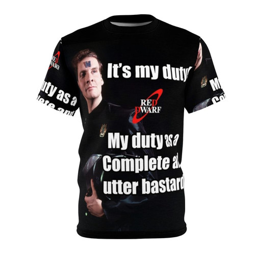Rimmer-inspired t-shirt design with the text "It's My Duty" for Red Dwarf enthusiasts