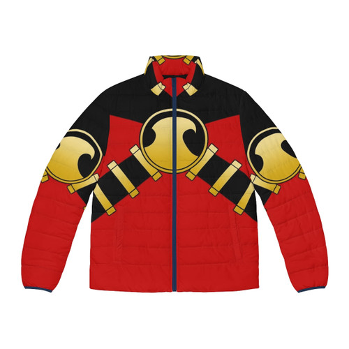 Red Robin graphic puffer jacket featuring the iconic bird logo