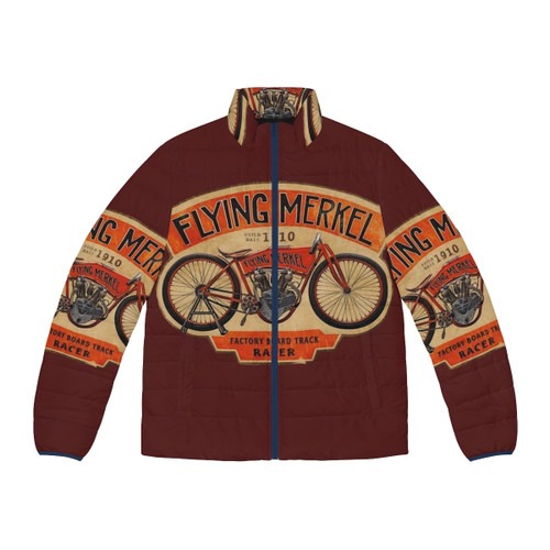 Colorful geometric paper planes puffer jacket with modern art inspired print