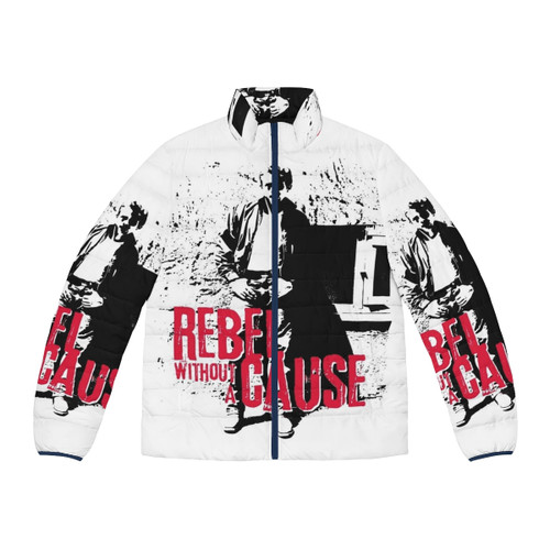Rebel Without a Cause puffer jacket featuring a vintage 1950s 1960s style inspired by the classic film and James Dean