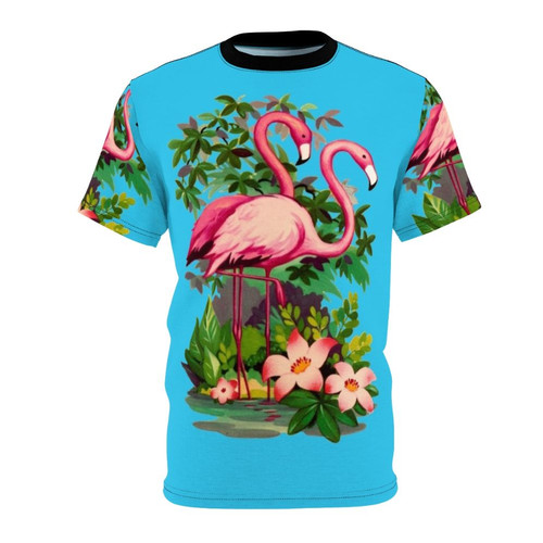Retro-inspired pink flamingo graphic t-shirt