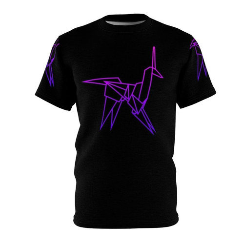 Retro Blade Runner inspired cyberpunk origami unicorn t-shirt