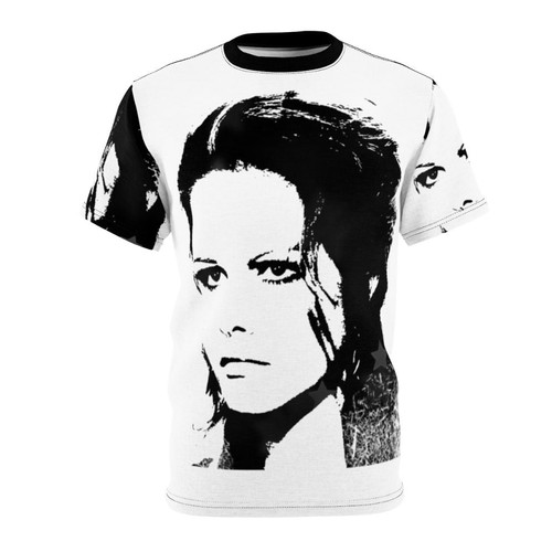 Retro-style t-shirt featuring a portrait of iconic Italian actress Claudia Cardinale