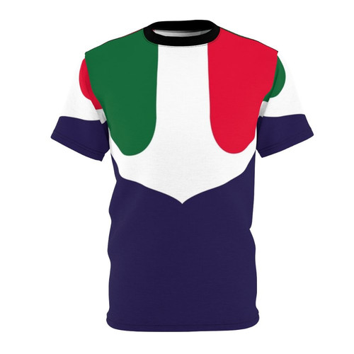 Classic Australian rules football-inspired t-shirt design featuring the Fremantle Dockers colors and imagery.