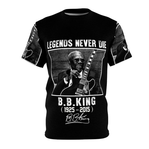 Classic t-shirt featuring the signature and iconic image of legendary blues musician BB King