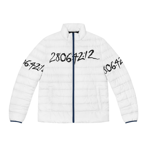 Donnie Darko puffer jacket with time travel and apocalypse themes