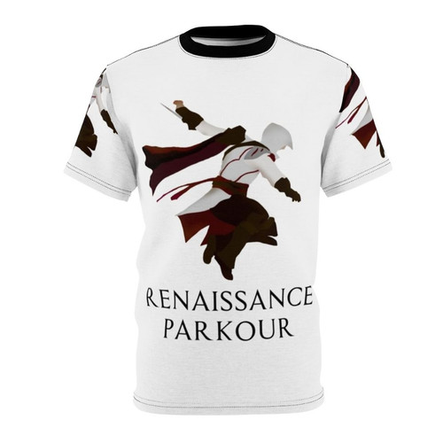 Renaissance-inspired parkour assassin t-shirt design