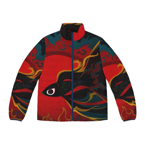 Fire fish puffer jacket, a warm and stylish winter jacket.