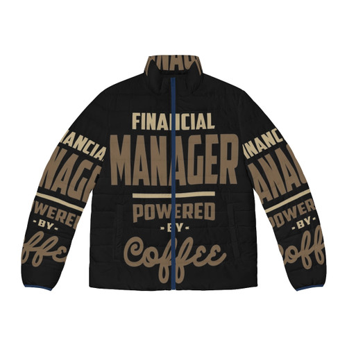 Financial manager wearing a cozy puffer jacket