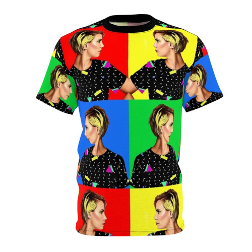 Retro Back To The Future pop art t-shirt with an illustration of Claire Richards