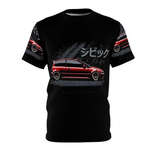 Vintage-styled Honda Civic EG t-shirt with racing and automotive design elements