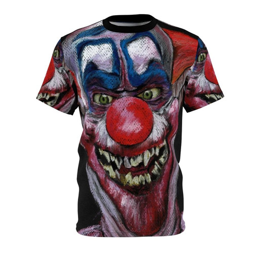Pastel-style graphic tee featuring a killer clown design