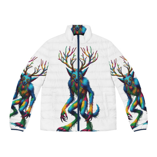 Embroidered Wendigo puffer jacket with legendary creature design