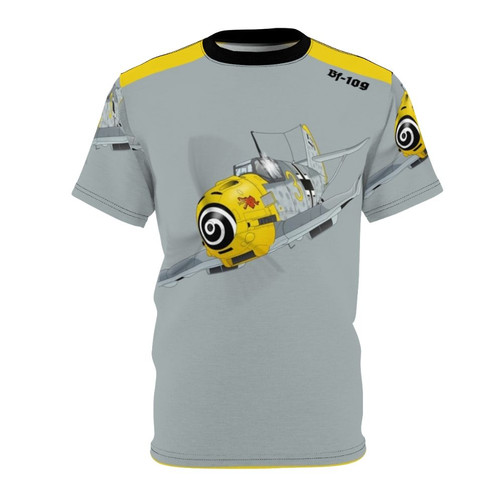Vintage-style t-shirt featuring the iconic World War 2 German Messerschmitt Bf 109 fighter plane