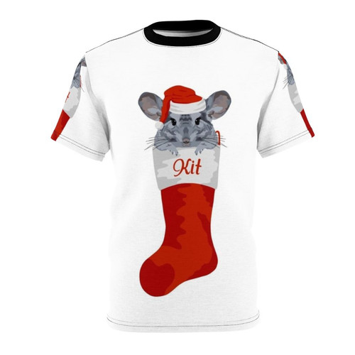 Personalized Christmas stocking chinchilla design printed on a high-quality t-shirt