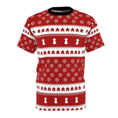 A festive Christmas-themed t-shirt with a board game design, perfect for tabletop gaming enthusiasts.
