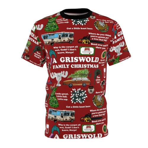 Festive "Christmas Vacation" collage design on a high-quality t-shirt