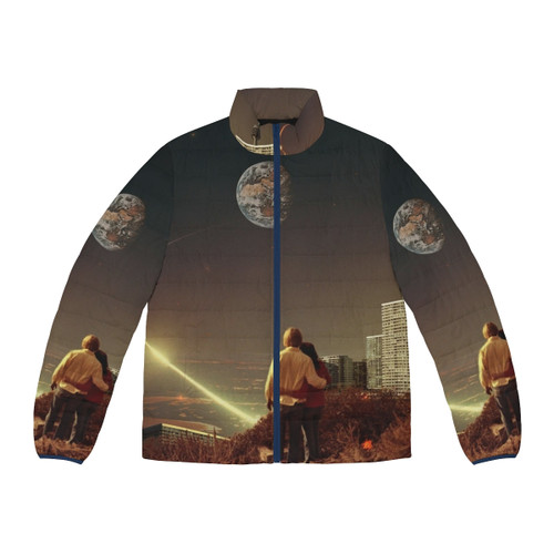 "Tucker Dale vs Evil" themed puffer jacket featuring a "We've Had a Doozy of a Day" design