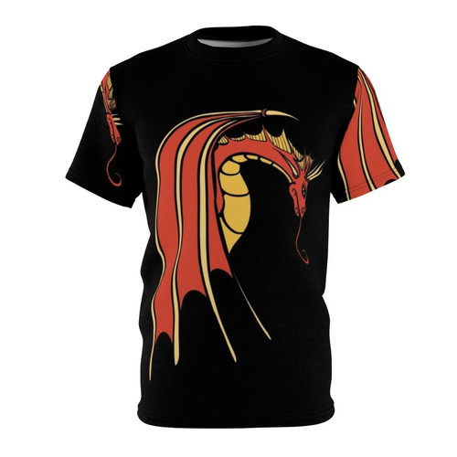 Stylish red dragon graphic printed on a high-quality t-shirt for fantasy enthusiasts