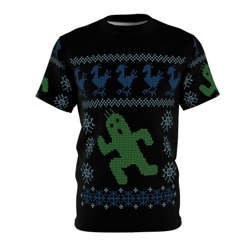 A cozy holiday sweater featuring a Christmas cactus design, perfect for Final Fantasy fans.