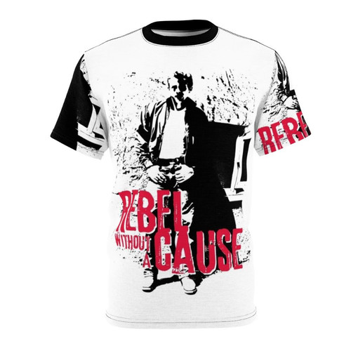 Vintage-style t-shirt featuring a Rebel Without a Cause design, inspired by the iconic James Dean film
