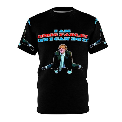 An all-over print t-shirt featuring Chris Farley in his famous Matt Foley character from Saturday Night Live