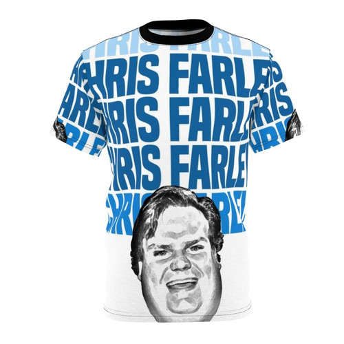 Nostalgic 90s graphic t-shirt featuring a sketched image of comedian Chris Farley