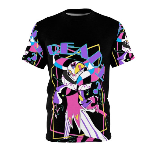 A t-shirt design inspired by the characters and world of Helluva Boss, featuring the character Fizzarolli.