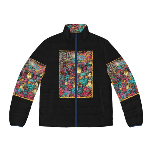 Fear and Loathing in Las Vegas inspired puffer jacket with trippy, retro design