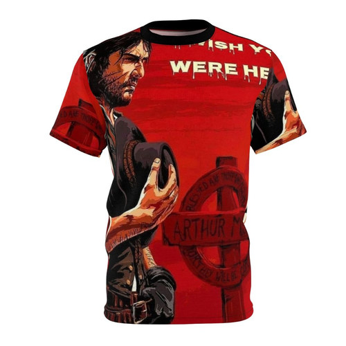 A high-quality t-shirt featuring artwork inspired by the character John Marston from the Red Dead video game series.