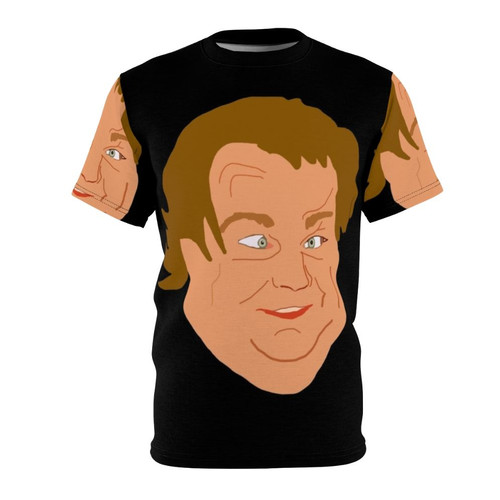 Graphic t-shirt featuring a cartoon illustration of comedian Chris Farley from Saturday Night Live