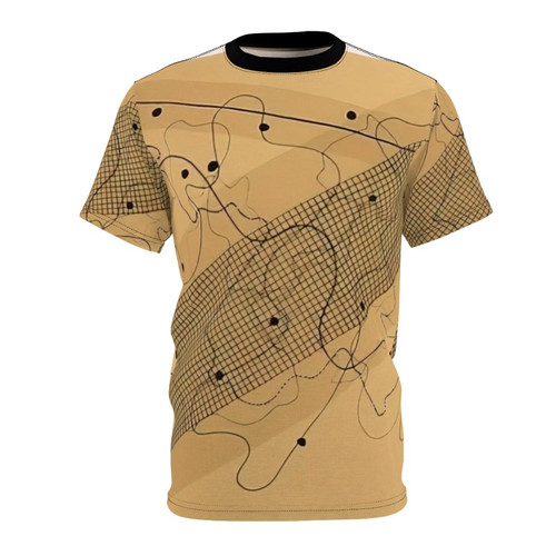 Avant garde t-shirt design featuring a graphic inspired by the experimental music and compositions of John Cage.