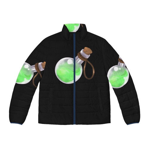 Fantasy Potion Puffer Jacket with Blue and Red Potion Design