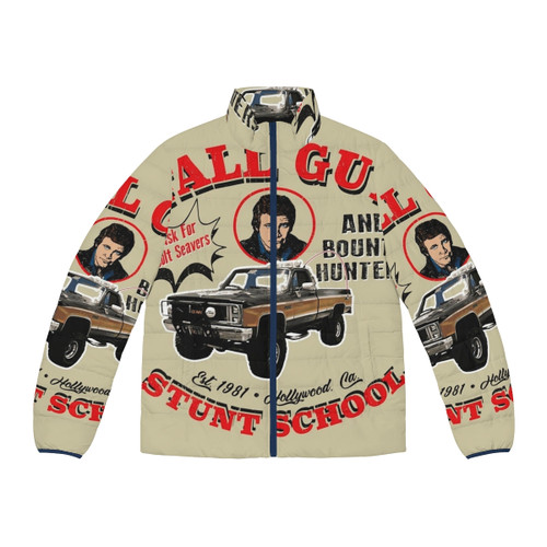 Colt Seavers from The Fall Guy TV show wearing a bounty hunter puffer jacket