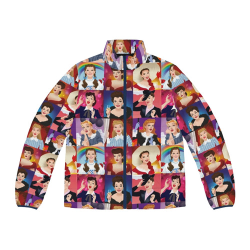 Puffer jacket featuring the faces of Lola from the Netflix series Big Mouth