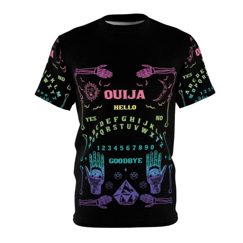 Stylish t-shirt featuring a vibrant rainbow ouija board design