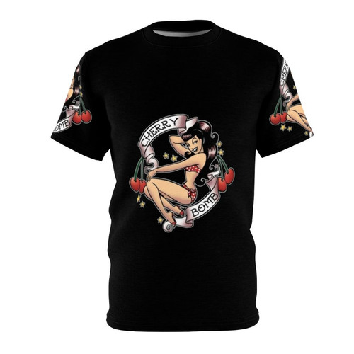 Retro pinup style t-shirt featuring a sexy cartoon character
