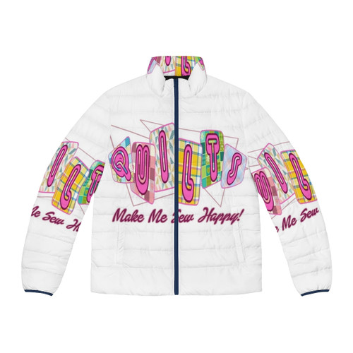 A warm and stylish quilted puffer jacket perfect for sewing and quilting enthusiasts