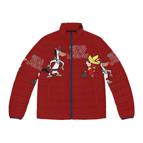 Quick Draw McGraw Puffer Jacket with cartoon and wacky races inspired design