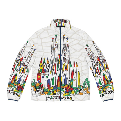 Sagrada Familia Barcelona Spain Puffer Jacket with Holy Family Graphic