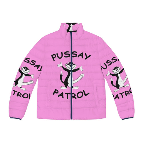 Pussycat puffer jacket with Tura Satana's dark and gothic inspired design
